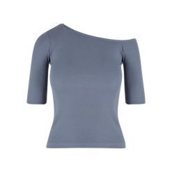 Koszulka damska Urban Classics Organic Asymmetric Rib. Szare bluzki damskie Urban Classics, bez wzorów, z bawełny, z asymetrycznym kołnierzem, bez ramiączek. Za 93.00 zł.