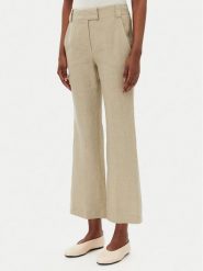Marella Spodnie materiałowe Falco 2513131052200 Khaki Regular Fit. Brązowe spodnie materiałowe damskie Marella, bez wzorów, ze lnu. Za 429.99 zł.