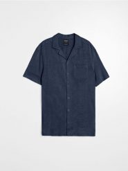 Koszula z domieszką lnu - szary. Szare koszule męskie Sinsay, l, bez wzorów, bez kołnierzyka, bez ramiączek. Za 59.99 zł.