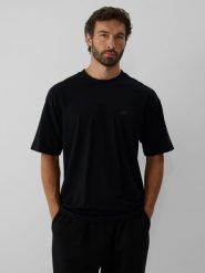 4F T-shirt loose gładki męski - czarny M. Czarne t-shirty męskie 4F, m, bez wzorów, z bawełny, bez kołnierzyka, bez ramiączek. Za 69.99 zł.