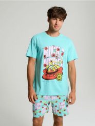 Piżama dwuczęściowa Rick & Morty - błękitny. Niebieskie piżamy męskie Sinsay, l, bez wzorów, bez kołnierzyka, bez ramiączek. W wyprzedaży za 33.99 zł.