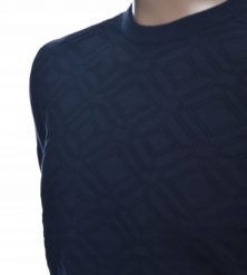 Sweter męski z bawełny elegancki bawełniany granatowy 100% bawełna L. Niebieskie swetry męskie Giovane Ricco, l, bez wzorów, z bawełny, eleganckie, bez kołnierzyka, bez ramiączek. Za 99.00 zł.