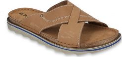 Inblu Inblu - Obuwie buty męskie klapki skórzane brązowe 42. Brązowe klapki męskie Inblu, bez wzorów, bez zapięcia. Za 128.97 zł.