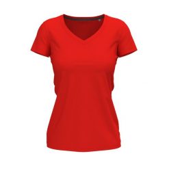 Damska Koszulka Z Dekoltem Claire V. Czerwone bluzki damskie Stedman, l, bez wzorów, sportowe, bez kołnierzyka, bez ramiączek. Za 59.99 zł.