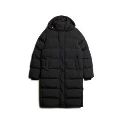 Długa kurtka z kapturem Superdry. Czarne kurtki męskie Superdry, na zimę, l, bez wzorów, z materiału, eleganckie, z kapturem. Za 850.65 zł.