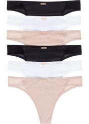 Stringi z kolekcji Feel Comfort z mikrofibry (6 par). Białe majtki damskie bonprix, z materiału. Za 74.99 zł.