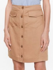 Calvin Klein Spódnica trapezowa Drapy Tencel K20K205631 Brązowy Straight Fit. Brązowe spódnice damskie Calvin Klein, bez wzorów, z lyocellu, trapezowe. Za 599.99 zł.