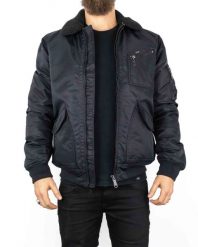 LEE FLIGHT JACKET BLACK L88GOS01 112144651. Czarne płaszcze męskie Lee, l, bez wzorów, bez kołnierzyka, bez kaptura. Za 389.99 zł.
