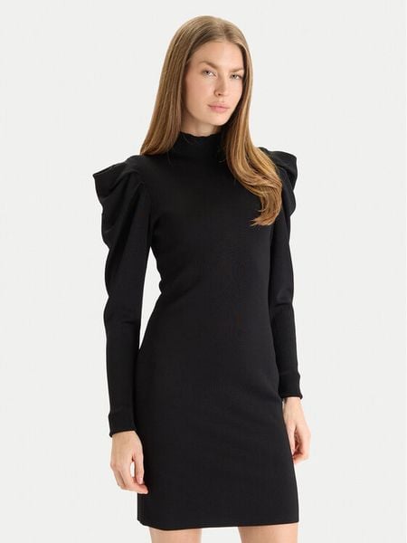 TWINSET Sukienka dzianinowa 252AT3010 Czarny Slim Fit. Czarne sukienki damskie Twinset, m, bez wzorów, z dzianiny, bez kołnierzyka, bez ramiączek. Za 1,029.00 zł.