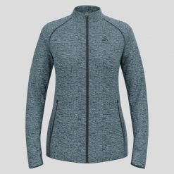 Bluza rozpinana damska ODLO Mid layer full zip TENCIA. Niebieskie bluzy damskie ODLO, l, bez wzorów, z materiału, bez ramiączek, bez kaptura. Za 449.99 zł.