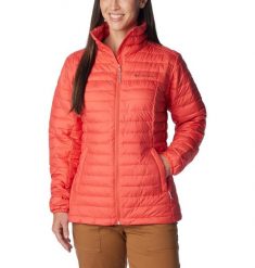 Kurtka Columbia Silver Falls Fz. Czerwone kurtki sportowe damskie Columbia, xs, bez wzorów, z puchu, bez ramiączek, bez kaptura, trekkingowe. Za 396.99 zł.