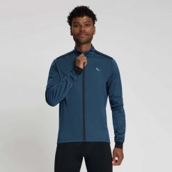 Kurtka z dresu Rogelli Core. Niebieskie kurtki męskie Rogelli, na zimę, l, bez wzorów, z dresówki, sportowe, bez kaptura. Za 310.00 zł.