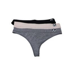 Zestaw stringów 3PK Thong 3 sztuki Czarny, Szary, Beżowy. Brązowe majtki damskie BARNETT. Za 109.00 zł.
