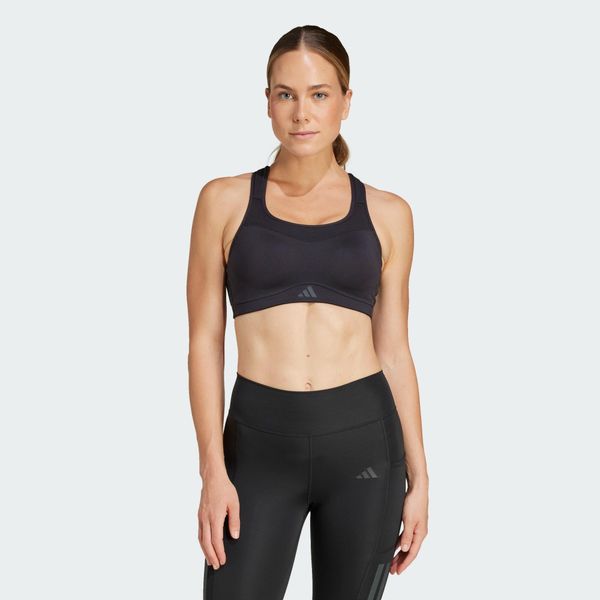 Biustonosz treningowy TLRD Impact o mocnym wsparciu. Czarne bielizna sportowa damska Adidas, plus size, bez wzorów, z materiału, climacool (adidas). Za 259.00 zł.