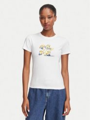 Guess Jeans T-Shirt W6YI62 K6415 Biały Regular Fit. Białe t-shirty damskie Guess Jeans, xxl, z aplikacjami, z bawełny, bez kołnierzyka, bez ramiączek. Za 169.99 zł.