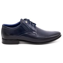 Olivier Buty wizytowe 480 granatowe niebieskie. Niebieskie buty wizytowe męskie bez wzorów, z jeansu, bez obcasa, bez zapięcia. Za 367.89 zł.