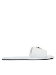 LOVE MOSCHINO Klapki JA28252G0OIA0100 Biały. Białe klapki damskie Love Moschino, bez wzorów, z materiału, bez obcasa, bez zapięcia. Za 859.99 zł.