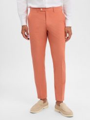 Finshley & Harding London spodnie garniturowe Mężczyźni Slim Fit Sztuczne włókno pomarańczowy, 50. Brązowe garnitury męskie Finshley & Harding London, m, bez wzorów, z wiskozy, eleganckie. Za 229.95 zł.