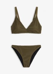 Bikini bustier z dzianiny szydełkowej (2 części). Zielone stroje kąpielowe damskie bonprix, bez wzorów, z dzianiny. Za 127.99 zł.