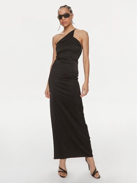 Patrizia Pepe Sukienka wieczorowa 2A2683/A644-K103 Czarny Slim Fit. Czarne sukienki damskie Patrizia Pepe, bez wzorów, z wiskozy, wizytowe, bez kołnierzyka, bez ramiączek. Za 1,219.00 zł.