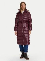 Tommy Hilfiger Płaszcz zimowy WW0WW47356 Bordowy Regular Fit. Czerwone płaszcze damskie Tommy Hilfiger, na zimę, l, bez wzorów, z syntetyku, bez kołnierzyka, bez kaptura. Za 1,129.00 zł.