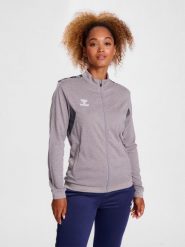 Damska bluza dresowa z poliestru zapinana na zamek Hummel Authentic. Żółte bluzy damskie Hummel, xl, bez wzorów, z dresówki, klasyczne, bez ramiączek, bez kaptura. Za 256.50 zł.