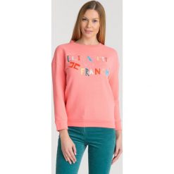 BLUZA ELISABETTA FRANCHI. Czerwone bluzy damskie Elisabetta Franchi, z aplikacjami, z bawełny, bez ramiączek, bez kaptura. Za 449.00 zł.