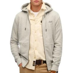 Bluza z kapturem i zamkiem błyskawicznym Superdry Logo Essential. Szare bluzy męskie Superdry, m, bez wzorów, casualowe, bez ramiączek, z kapturem. Za 342.00 zł.