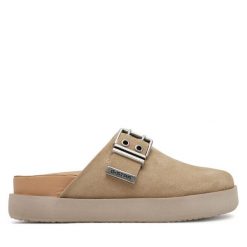 Klapki G-Star. Brązowe klapki damskie G-Star, bez wzorów, retro, bez obcasa, bez zapięcia. Za 303.99 zł.