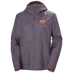 Kurtka przeciwdeszczowa damska Helly Hansen Roam Wind. Fioletowe kurtki sportowe damskie Helly Hansen, bez wzorów, bez ramiączek, bez kaptura, trekkingowe. Za 408.00 zł.