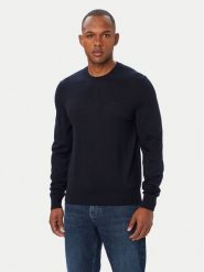 BOSS Sweter Leno 50571914 Granatowy Regular Fit. Niebieskie swetry męskie Boss, l, bez wzorów, ze lnu, bez kołnierzyka, bez ramiączek. Za 679.99 zł.