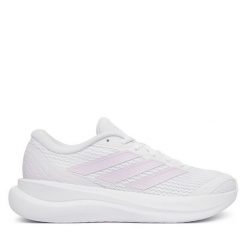 Buty do biegania adidas. Białe obuwie sportowe damskie Adidas, bez wzorów, bez zapięcia, do biegania. Za 259.99 zł.
