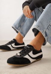 Czarne Sneakersy Klasyczne Tenisówki z Zamszu Naturalnego Talanashta. Czarne trampki i tenisówki damskie Renee, bez wzorów, z jeansu, bez zapięcia. Za 199.99 zł.