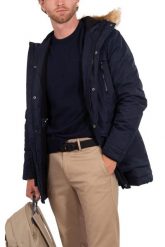 KURTKA MĘSKA ZIMOWA LYLE&SCOTT Z KAPTUREM LA-K1536V-Z271-S. Niebieskie kurtki męskie LYLE AND SCOTT, na zimę, m, bez wzorów, z dresówki, sportowe, z kapturem. Za 948.99 zł.