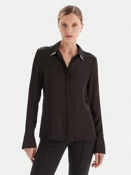 Fracomina Koszula FS25WT6010W65101 Czarny Regular Fit. Czarne koszule damskie Fracomina, m, bez wzorów, z wiskozy, bez kołnierzyka, bez ramiączek. Za 309.99 zł.