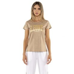 Koszulka na co dzień na siłownię. Żółte bluzki damskie LEONE 1947 APPAREL, bez wzorów, sportowe, bez kołnierzyka, bez ramiączek. W wyprzedaży za 109.46 zł.