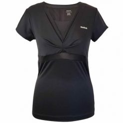 Koszulka treningowa damska Reebok K28901. Czarne bluzki damskie Reebok, m, bez wzorów, z poliesteru, sportowe, bez kołnierzyka, bez ramiączek. Za 127.00 zł.