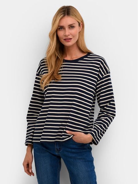 Kaffe Bluzka Winny 10507727 Granatowy Regular Fit. Niebieskie bluzki damskie Kaffe, m, bez wzorów, z bawełny, bez kołnierzyka, bez ramiączek. Za 89.99 zł.