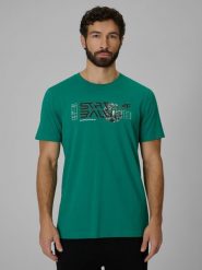 4F T-shirt regular z nadrukiem męski - zielony XL. Zielone t-shirty męskie 4F, m, bez wzorów, z bawełny, bez kołnierzyka, bez ramiączek. Za 69.99 zł.