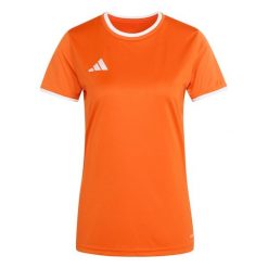 Koszulka damska adidas Entrada Jersey. Białe bluzki damskie Adidas, bez wzorów, z jersey, sportowe, bez kołnierzyka, bez ramiączek. Za 60.99 zł.
