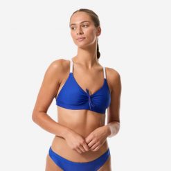 Góra stroju pływackiego damskiego Nabaiji Jana. Białe stroje kąpielowe damskie Decathlon, s, bez wzorów, z materiału. Za 69.99 zł.