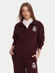 Tommy Hilfiger Bluza UW0UW06078 Bordowy Regular Fit. Czerwone bluzy damskie Tommy Hilfiger, l, bez wzorów, z bawełny, bez ramiączek, bez kaptura. Za 279.99 zł.