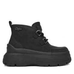 Botki Buffalo. Czarne botki damskie Buffalo, bez wzorów, bez obcasa, na płaskiej podeszwie, bez zapięcia. Za 279.99 zł.