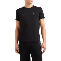 Koszulka sportowa męska EA7 Emporio Armani t-shirt na lato czarny. Czarne koszulki sportowe męskie EA7, m, bez wzorów, bez ramiączek, trekkingowe. Za 299.00 zł.