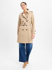 Tommy Hilfiger Trencz Kobiety Bawełna beżowy, 42. Brązowe płaszcze damskie Tommy Hilfiger, bez wzorów, z bawełny, eleganckie, bez kołnierzyka, bez kaptura. Za 1,099.95 zł.