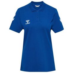 Damska koszulka polo Hummel Go 2.0 Chevron. Niebieskie bluzki damskie Hummel, bez wzorów, sportowe, bez kołnierzyka, bez ramiączek. Za 190.00 zł.
