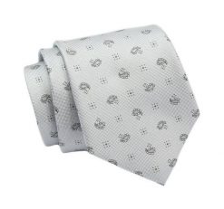 Klasyczny Krawat, Szary w Paisley, Łezki, Męski, 7cm -Angelo di Monti. Szare krawaty i muchy Angelo di Monti, bez wzorów, z tkaniny, eleganckie. Za 45.00 zł.