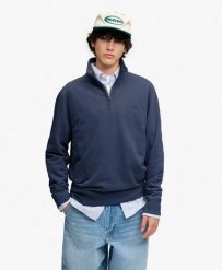 Superdry Bluza Essential Serif Logo z półsuwakiem – miękka, częściowo z. Niebieskie bluzy damskie Superdry, s, bez wzorów, z bawełny, klasyczne, bez ramiączek, bez kaptura. Za 380.15 zł.