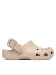 Crocs Klapki Classic Enamel Buckle Clog 213347 Beżowy. Brązowe klapki damskie Crocs, bez wzorów, z tworzywa sztucznego, bez obcasa, bez zapięcia. Za 259.99 zł.