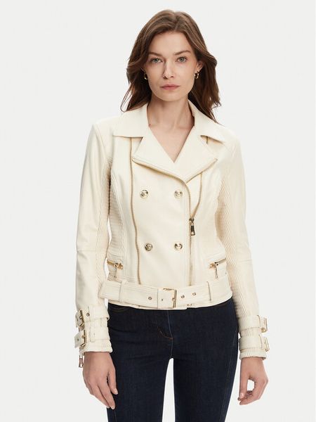 Guess Kurtka z imitacji skóry W4YL33 K8S30 Écru Regular Fit. Kurtki damskie Guess, l, z aplikacjami, ze skóry, bez kaptura. Za 479.99 zł.